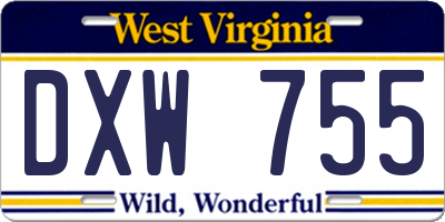 WV license plate DXW755