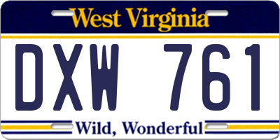WV license plate DXW761