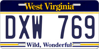 WV license plate DXW769