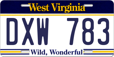 WV license plate DXW783