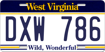 WV license plate DXW786
