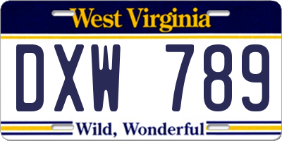 WV license plate DXW789
