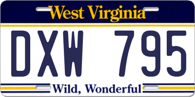 WV license plate DXW795