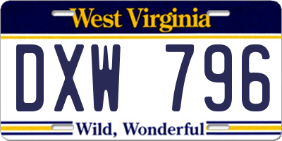WV license plate DXW796