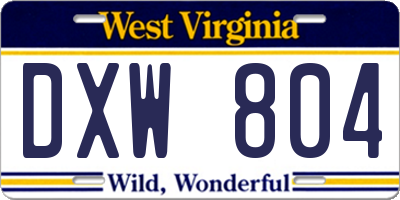 WV license plate DXW804