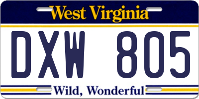 WV license plate DXW805