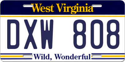 WV license plate DXW808