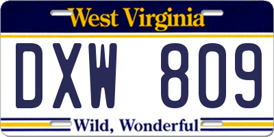 WV license plate DXW809