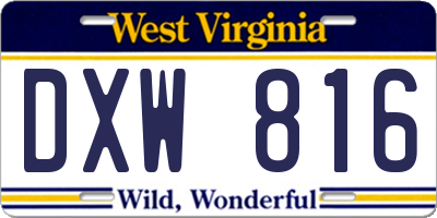 WV license plate DXW816