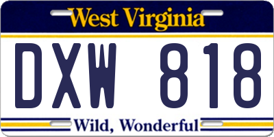 WV license plate DXW818