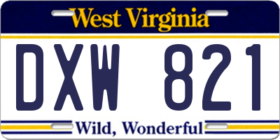 WV license plate DXW821