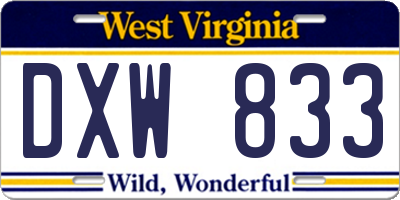 WV license plate DXW833