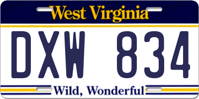 WV license plate DXW834