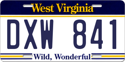 WV license plate DXW841