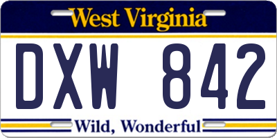 WV license plate DXW842