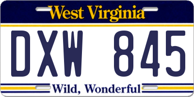 WV license plate DXW845