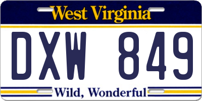 WV license plate DXW849