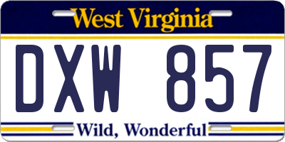 WV license plate DXW857