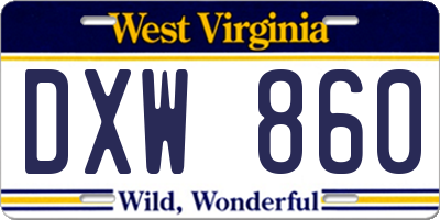 WV license plate DXW860