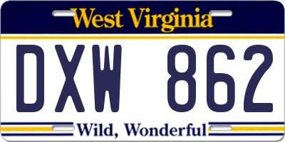 WV license plate DXW862