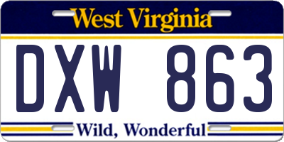 WV license plate DXW863
