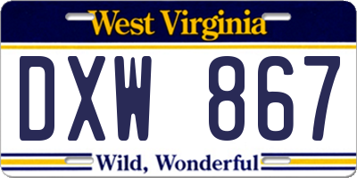 WV license plate DXW867