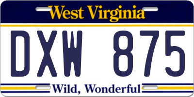 WV license plate DXW875
