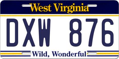 WV license plate DXW876