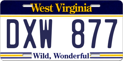 WV license plate DXW877