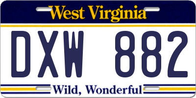 WV license plate DXW882