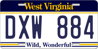 WV license plate DXW884