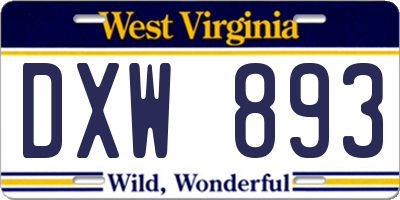 WV license plate DXW893
