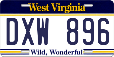 WV license plate DXW896