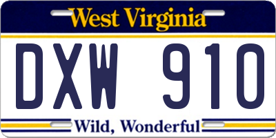 WV license plate DXW910