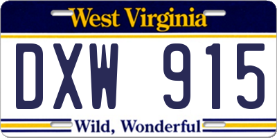 WV license plate DXW915