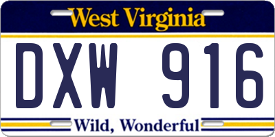 WV license plate DXW916