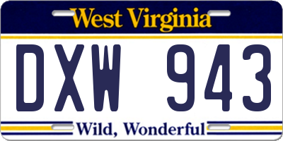 WV license plate DXW943