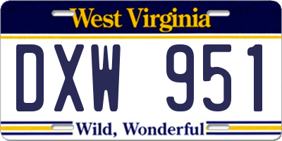 WV license plate DXW951
