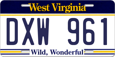 WV license plate DXW961