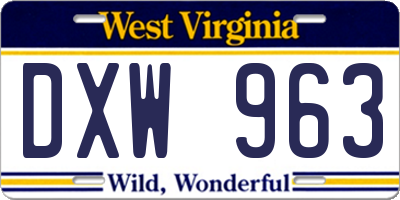 WV license plate DXW963