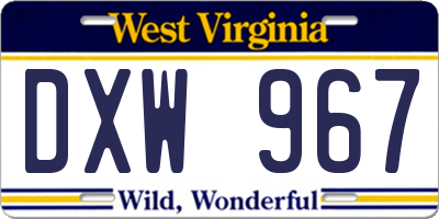 WV license plate DXW967
