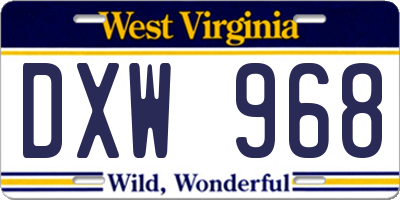WV license plate DXW968