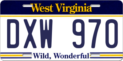 WV license plate DXW970