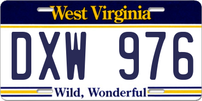 WV license plate DXW976
