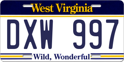 WV license plate DXW997