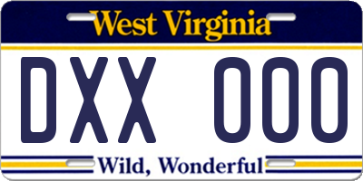 WV license plate DXX000