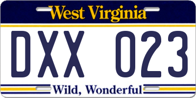 WV license plate DXX023