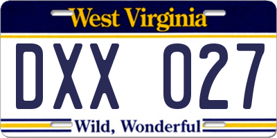 WV license plate DXX027