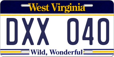 WV license plate DXX040