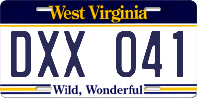 WV license plate DXX041